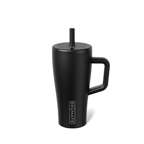 Image of BruMate Era 20 oz Tumbler with Handle and Straw | 100% Leakproof Insulated Tumbler with Lid and Straw | Made of Stainless Steel | Cup Holder Friendly Base | 20oz (Matte Black)