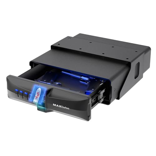 Drawer Safe with Super Biometric Finger Vein Recognition Lock for Two Pistols Storage Safe Quick Access with Biometric Fingerprint Under Desk Drawer Gun Safe for Home and Vehicle