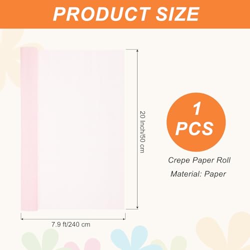MECCANIXITY Crepe Paper, 7.9ft Long 20 Inch Wide Light Pink Crepe Paper Roll for Streamers Party Decorations, Graduation Party Supplies, DIY Crafts(Pack of 1) by MECCANIXITY - Image 2