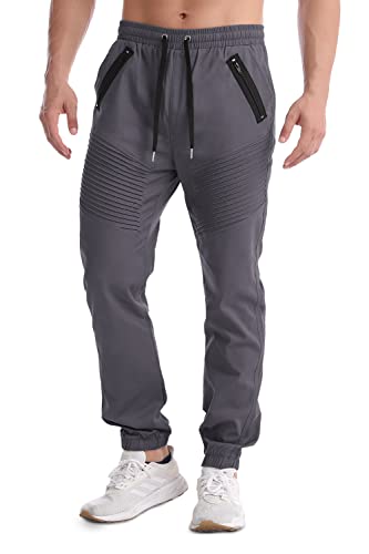 Kapoohott Herren Hosen Hose Jogginghose Cargohose Unifarben Freizeithose Streetwear Outdoorhose für Männer(Hellgrau,M) Cover