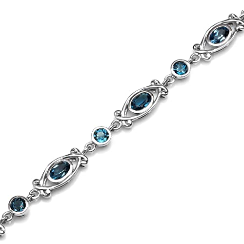 Silvershake 4.67 Carat Genuine London Blue Topaz 925 Sterling Silver Victorian Style 6.5 to 8 Inch Adjustable Bracelet2