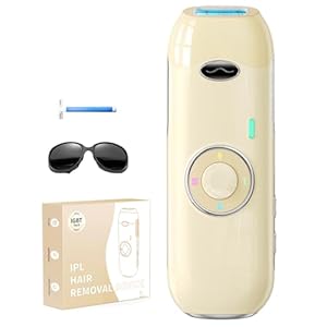 Haarlosy IPL-apparaat voor ontharing met laser – Pijnloos ontharingsapparaat Maximale energie van 22 J, ideaal voor thuisgebruik, geschikt voor vrouwen en mannen op het lichaa (beige)