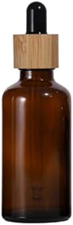 oAutoSjy Eye Dropper Bottle 1pcs 50ml Amber Glass Dropper Bottles Essential Oil Bottles With Eye Dropper and Bamboo Lids Sample Vials for Traveling Empty Refillable Essence Liquid Cosmetic Containers
