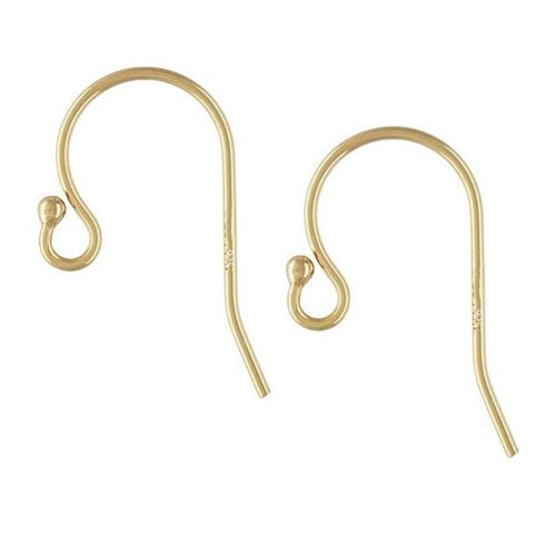20pcs Adabele Real Yellow Gold Plated Sterling Silver Ball End Fish Hook 20mm Dangle Ear Wire Earring Connector (Wire 0.7mm/21 Gauge) for Jewelry Making SS236-7