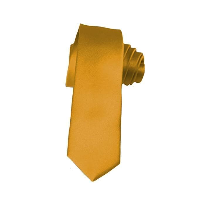 GIRLYZ ATTIRE Men's Solid Color Satin Microfiber Tie, Regular and Skinny Width for Office, Interview, Wedding Formal Dress (GOLDEN) (PACK OF 1)-picture-46