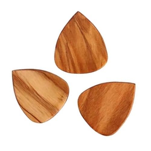 Alnicov 3-teilige Holzgitarren-Picks, Holzgitarren-Plektren für elektrische, akustische oder Bassgitarren - Olivenholz
