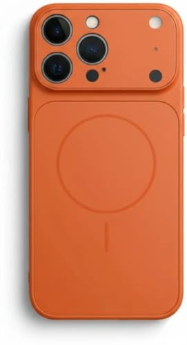 Image of for iPhone 12 Pro Max |Convert to 17 pro /17 Pro Max Style Premium Back Glass Converter Cover Magnetic Case for iPhone 12 Pro Max |Convert to 17 pro /17 Pro Max (Orange)