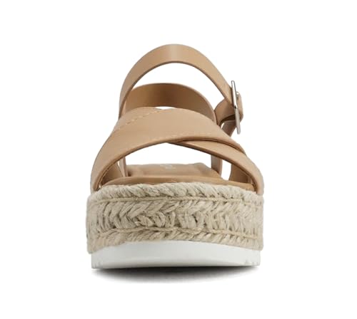 Image of Soda inchFIRELY inch ~ Women Round Toe Crisscross Band Platform Espadrille Wedge Sandal with Adjustable Ankle Strap
