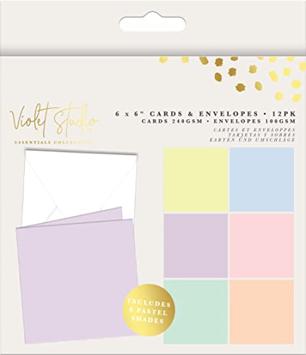 Violet Studio,Cartas en blanco y sobres de 15x15 cm, paquete de 12 unidades, tarjetas de 240 g/m², sobres de 100 g/m², perfectos para hacer tarjetas con sobres de tamaño perfecto, por Violet Studio