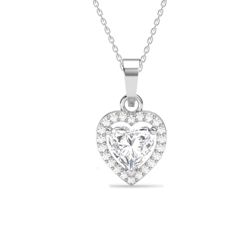 Image of Clara 925 Sterling Silver Zilvia Heart Solitaire Pendant Earrings Chain Ring Bracelet Jewellery Set | Platinum Plated, Swiss Zirconia |Gift for Women and Girls