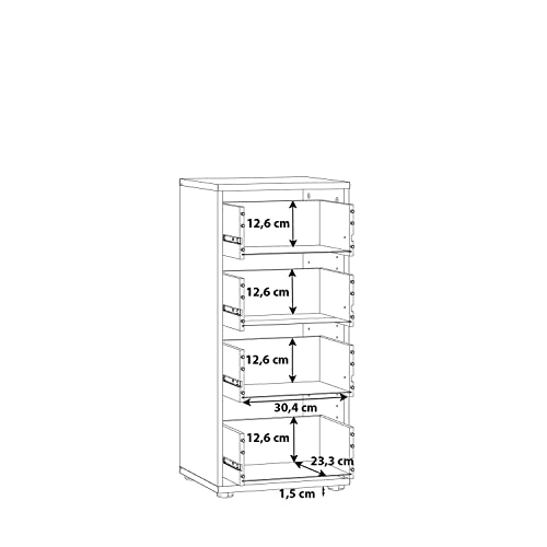 Forte Tempra 2 Kommode 4 Schubladen, Holzwerkstoff, weiß, Bx H xT: 38,6 x 85,5 x 34,8 cm