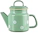 matches21 Modny czajniczek emaliowany/dzbanek do kawy zielony w kropki nostalgiczna emaliowana zastawa stolowa 17x12 cm / 1000 ml kazdy