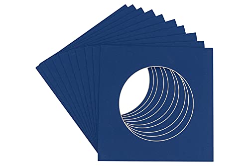 CountryArtHouse Bottle Blue Acid Free 16x16 Circle Picture Frame Mat with White Core Bevel Cut for 12x12 Pictures - Fits 16x16 Frame - Pack of 1 Matboard