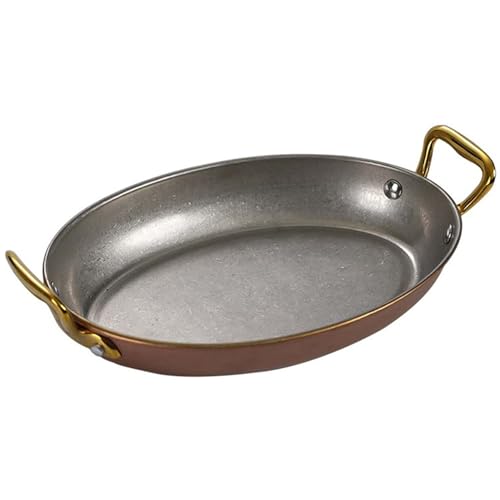 Paella espagnole Ovale en acier au carbone dorée de 14 cm pour four