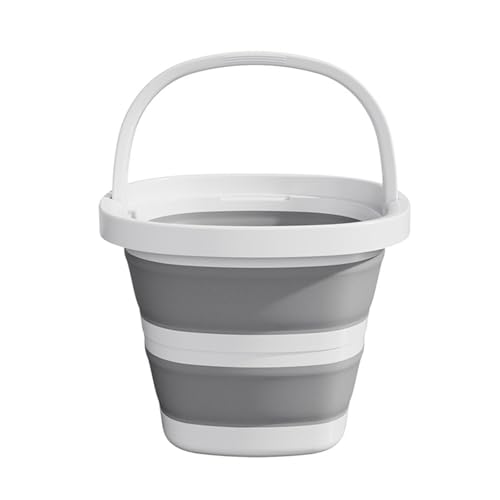 Seau pliable gris de 5L au format carré compact pour la maison