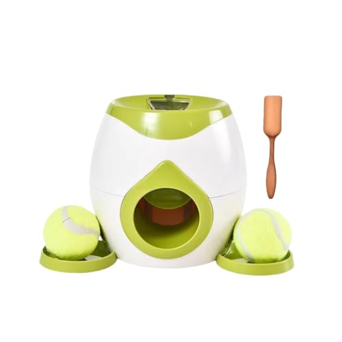 Lamantt犬用ボウル、ペット用おもちゃ、ご褒美マシン、フードディスペンサー、テニスボールマシン、ボールマシン (2つのボールでグリーン)