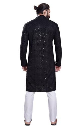 Image of DIVISIVE Men's Sequince Embroidered Cotton Blend Only Slim Fit Kurta