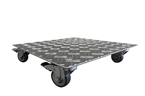 Pflanzenroller AluRiffelblech Q200 bis200kg Blumenroller Untersetzer Quadrat Indoor Outdoor (Riffel2,5/4-200-350x350)