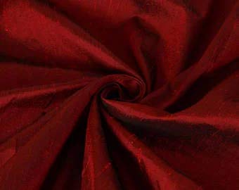 Tissu Dupioni 100% pure soie rouge noir pour haute couture de luxe MM27