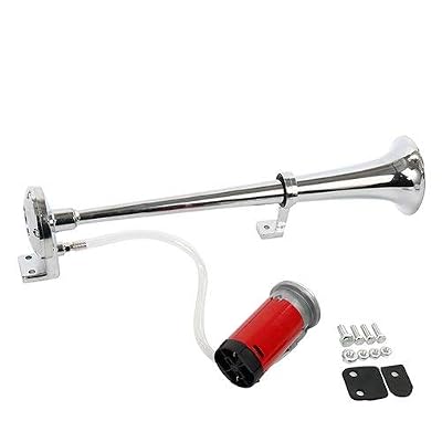Yaetek 12V Single Trumpet Air Horn Chrome  Compressor Super Loud 150db For Truck Lorry Boat VAN Train
