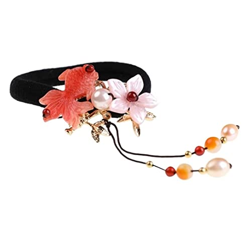 ヘアゴム 髪飾り 髪ゴム 女の子のためのRhinstoneの花の魚のデザインと美しい髪のロープの輪ゴムパール