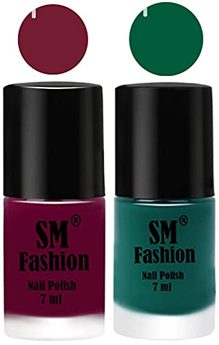 Image of Long Lasting Nail Polish | Nail Paint Combo 7 ml Each) - Set of 2 Mulberry-Green