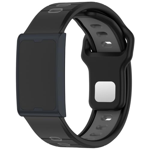 T Tersely Watch Bands Compatible for Amazfit Helio Strap Two-in-One Color Soft Silicone Quick Release Wristbands Replacement Strap for Amazfit Helio Strap Fitness Tracker Accessories (Black&Grey)