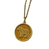 WORLD WIDE GEMS Collar con colgante de moneda grabada de oso de 24 mm y cadena tipo cable de 45 cm | Plata de ley bañada en oro | Joyería unisex | WW_PNDN_0119
