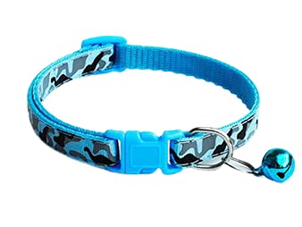 RvPaws Adjustable Puppy and Cat Collars (Single Piece) Buckle Safety Neck Collar Strap with Bell Small Size (1Pcs Sky Blue Color)