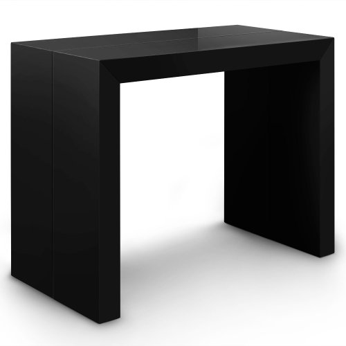 Menzzo ATL8027 Contemporain Nassau XL Table Console Bois Laqué Noir 50/100/150/200/250 x 100 x 75 cm