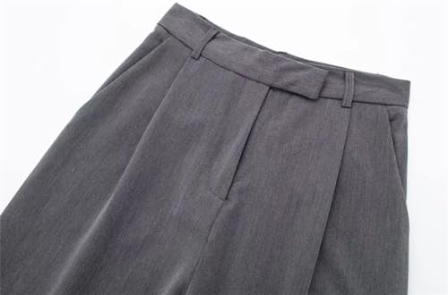 Wide Leg Pants for Women Vintage High Waist Work Pockets Zipper Fly Casual Trousers3