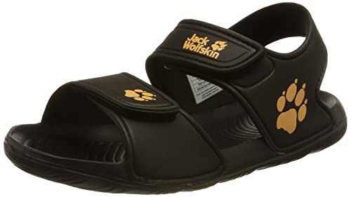 Jack Wolfskin Unisex Baby Fun K Sandale, Black/Burly Yellow, 19 EU