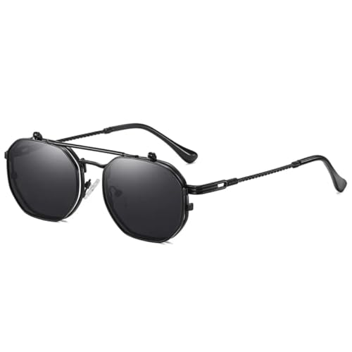 Lunettes de soleil rétro à rabat polygone pour stopper l'éblouissement UV400