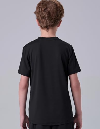 Image of 5 Pack Youth Boys Athletic Dry Fit T Shirts | Lightweight Short Sleeve Tees, Comfy Stretch, Regular Fit, for Teen Kids, Running Soccer Back to School