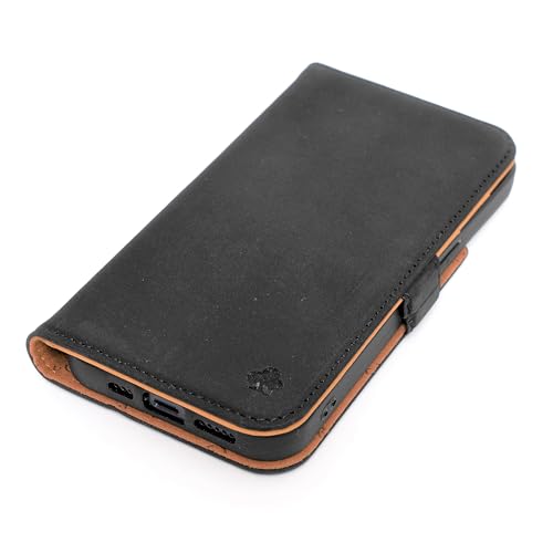 Étui de protection iPhone 16 Pro en cuir véritable contre les chocs