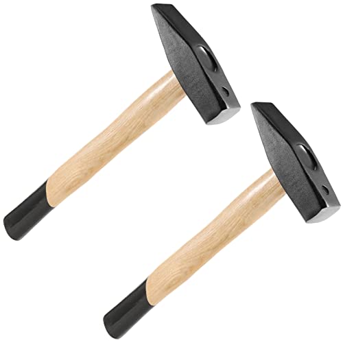 MAHIONG 2 PCS 1.1 lbs 500g Blacksmith Hammer with 12" Wood Handle, Cross Pein Hammer Sheet Metal Framing Hammer for Machinist Engineers Tinners