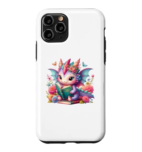 Cute Pink Baby Dragon Floral Book Lover Bookish Fantasy Era �X�}�z�P�[�X iPhone 11 Pro �p