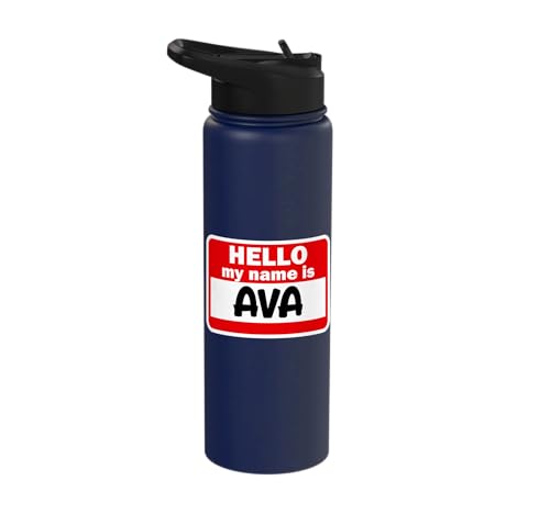 Ava Hello Hi My Name Is Tshirt Name On Custom Stainless Steel Insulated Water Bottle