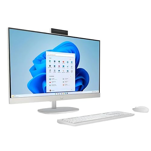 Image of HP 27 inch FHD Touchscreen All-in-One Computer - Intel Core Ultra 7 155U up to 4.8GHz, 32GB DDR5 RAM, 1TB NVMe SSD, Intel Iris Xe Graphics, 1080P Webcam, Wireless Keyboard & Mouse, Windows 11 Pro, White