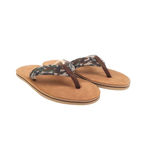 Image of Hari Mari- Scouts- Men's Nubuck Leather Flip Flops With Nylon Webbing Strap- No Break Ins, Firm Arch Support, and Beveled Edge to Reduce Tripping