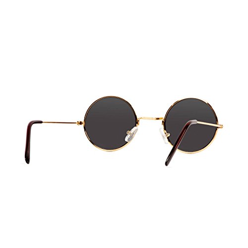 Circular Gold (50mm) Frame Black Lens Sunglasses3