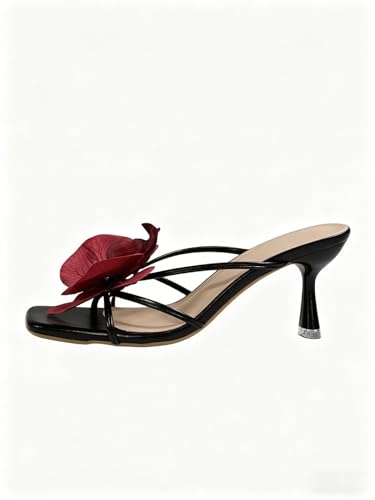 Image of MakeMeChic Women's Open Toe Floral Kitten Heels Flower Summer Beach Sandals