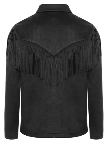 Girls Vintage Cowgirl Shirt Faux Suede Long Sleeve Button Down Fringe Jacket Top4