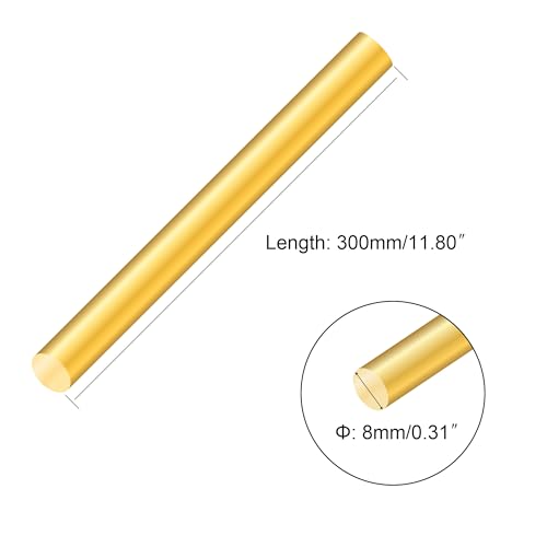 8mm Messingstab, iMeistek 300mm Länge Metall massiv rund Messingstab für Drehbank Bar Stock, DIY Crafts(1PCS)