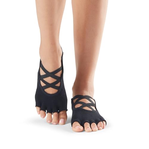 Image of toesox Bellarina Half-Toe Grip Socks for Women, Pilates Socks with Non-Slip Grippy Sole for Yoga, Barre, Dance and Ballet