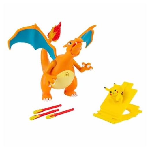 Pokemon Charizard Deluxe Feature Figure - Includes 7-inch Interactive Figure Plus 2-inch Pikachu Figure with Figure Launcher - Authentic Details