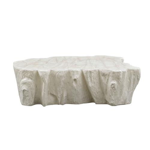 espidoo Unique Shape Coffee Table for Living Room: 240 LBS Load Capacity - No Assembly Required - Modern Tree Stump Design Beige Fiberglass Center Table by espidoo - Used condition - US$604.71