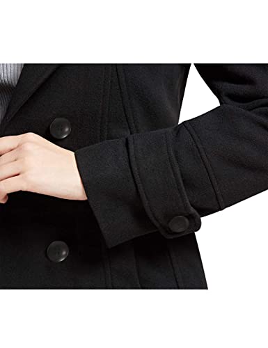Tanming Women's Warm Double Breasted Wool Pea Coat Trench Coat Jacket With Hood (Black-L) #TOP5