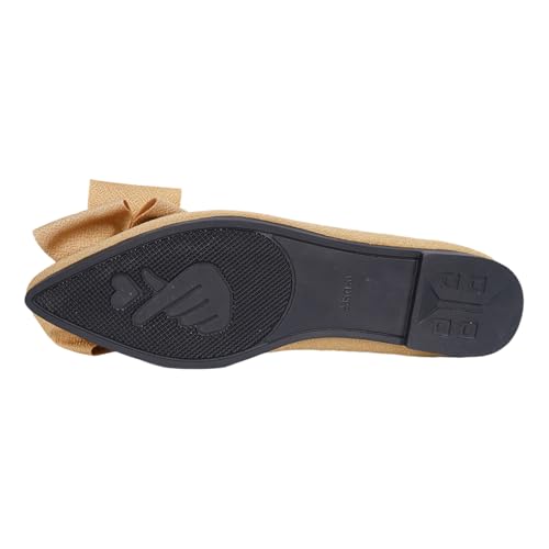 Women's Pointed Toe Ballet Flats, Bow Decoration Slip On Heel Comfortable Casual Work Formal Office Shoes - Faux Leather2