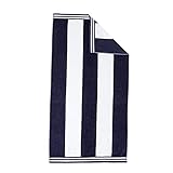 SUPERIOR 100% Cotton Luxury Beach Towels - Oversized Beach Towel, Swim Towel, Blue Cabana Stripes...